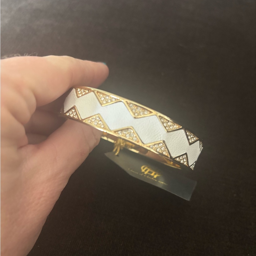 House of Harlow Gold toned & White Bangle Bracelet